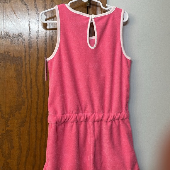 CARTERS NWT Girls Size 7 Pink Terry Romper Swim Cover up drawstring white trim - Picture 6 of 9